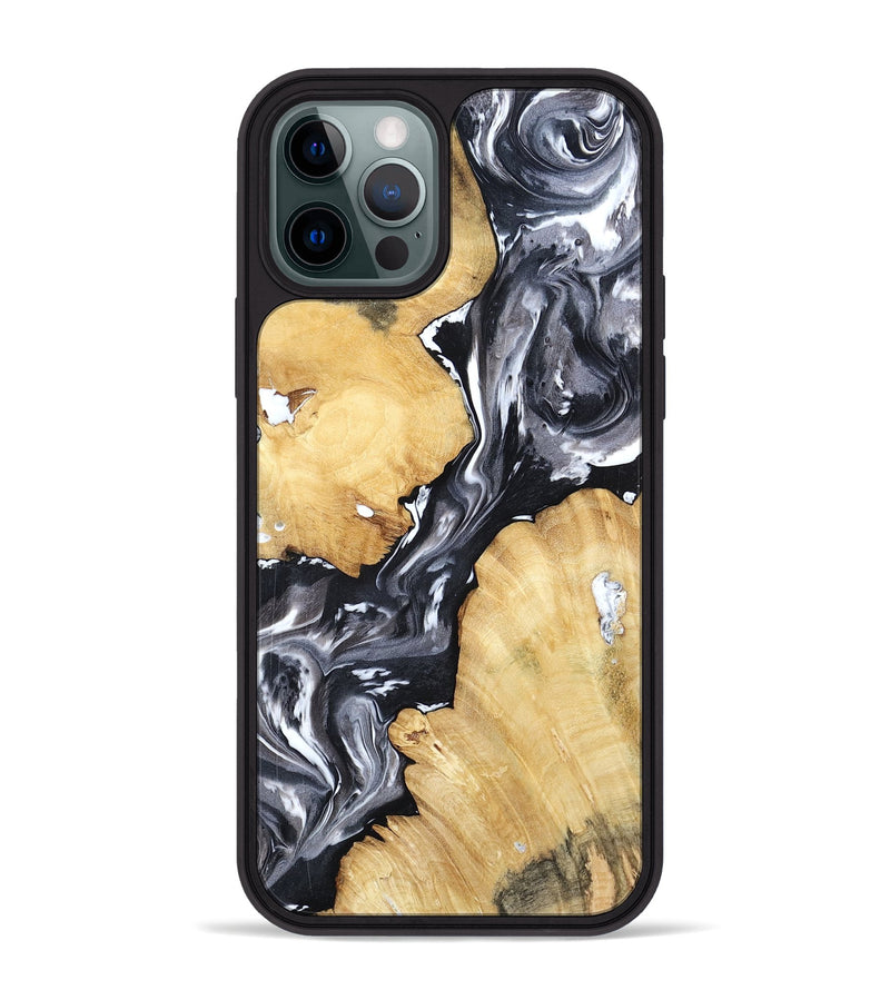 iPhone 12 Pro Max Wood Phone Case - Amir (Black & White, 798369)
