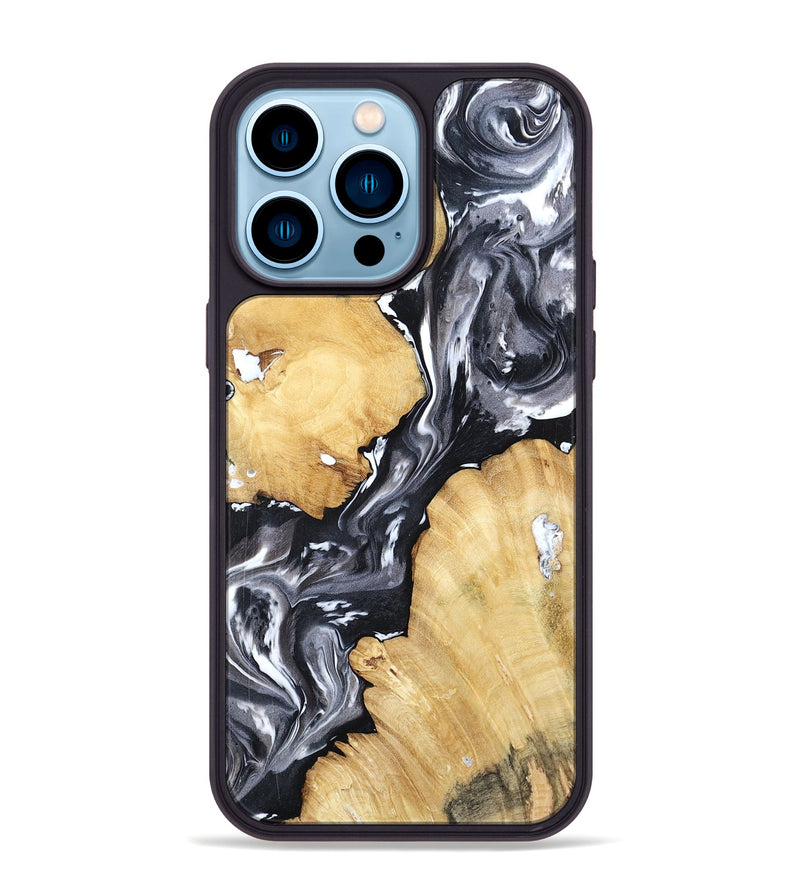 iPhone 14 Pro Max Wood Phone Case - Amir (Black & White, 798369)