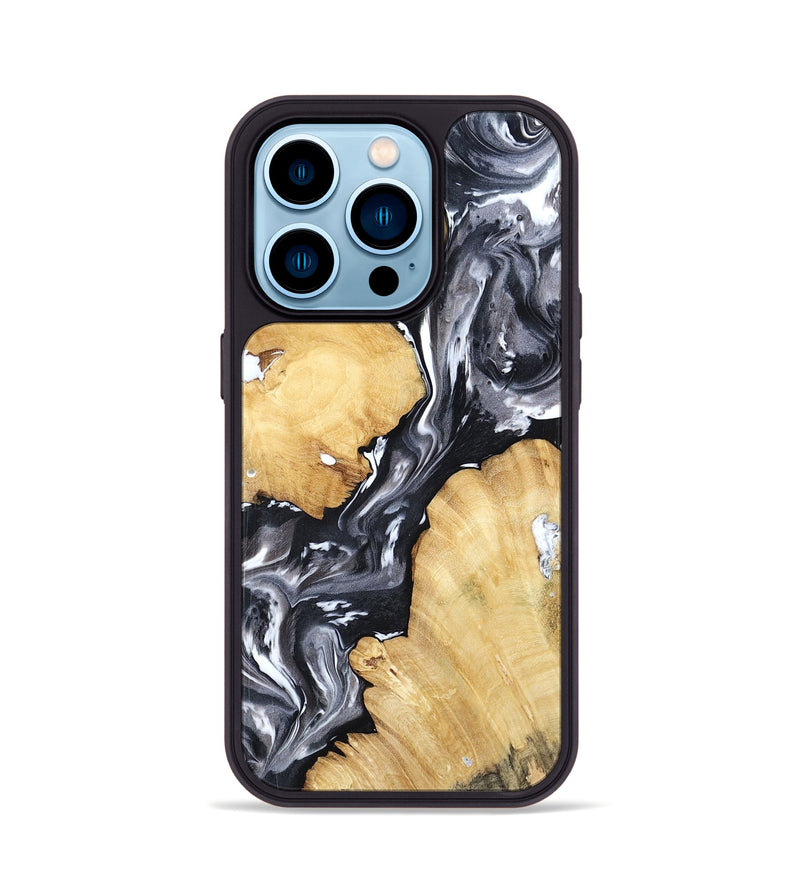 iPhone 14 Pro Wood Phone Case - Amir (Black & White, 798369)