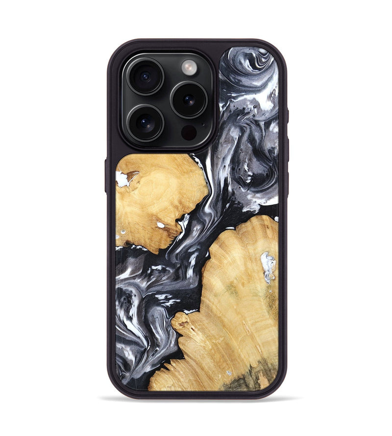 iPhone 15 Pro Wood Phone Case - Amir (Black & White, 798369)