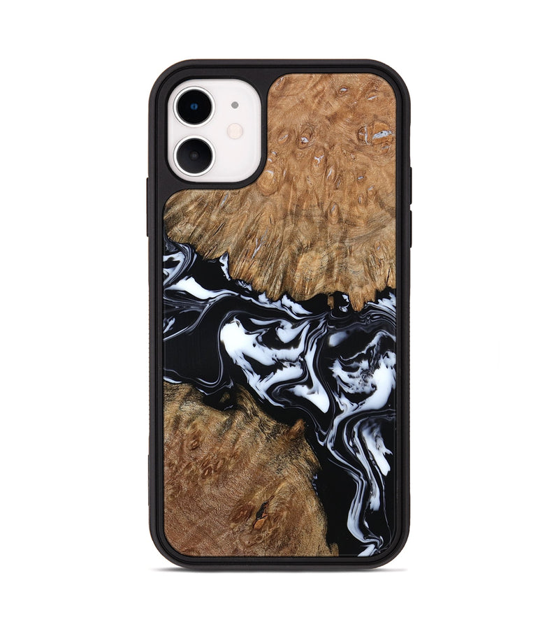 iPhone 11 Wood Phone Case - Gemma (Black & White, 798370)