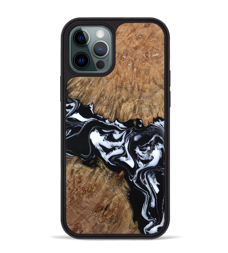 iPhone 12 Pro Max Wood Phone Case - Gemma (Black & White, 798370)