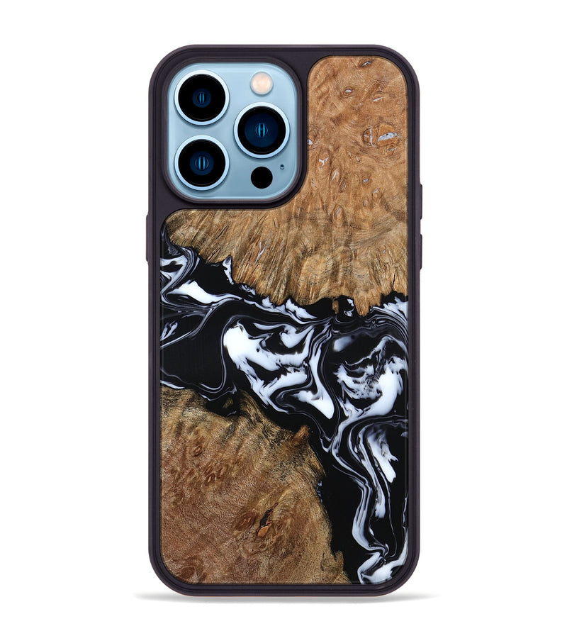 iPhone 14 Pro Max Wood Phone Case - Gemma (Black & White, 798370)