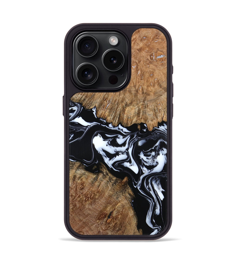 iPhone 15 Pro Wood Phone Case - Gemma (Black & White, 798370)