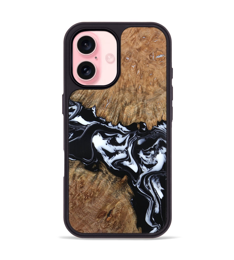 iPhone 16 Wood Phone Case - Gemma (Black & White, 798370)
