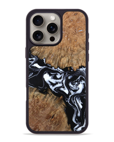 iPhone 16 Pro Max Wood Phone Case - Gemma (Black & White, 798370)