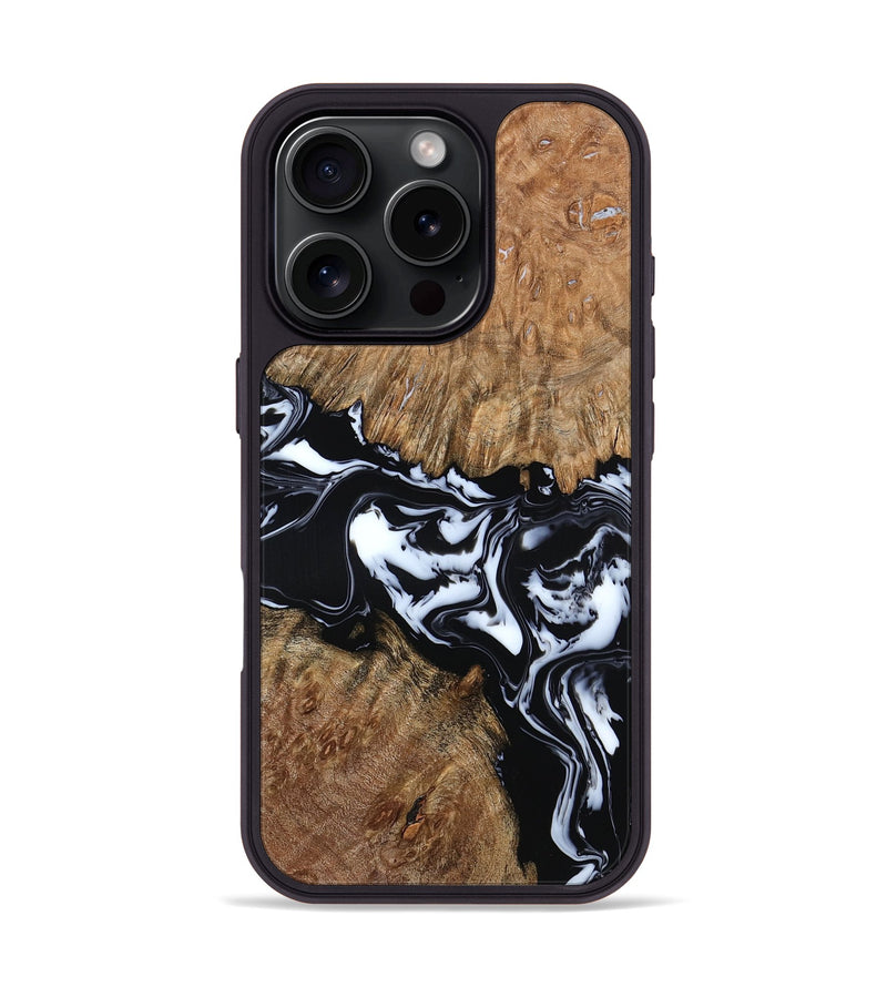 iPhone 16 Pro Wood Phone Case - Gemma (Black & White, 798370)