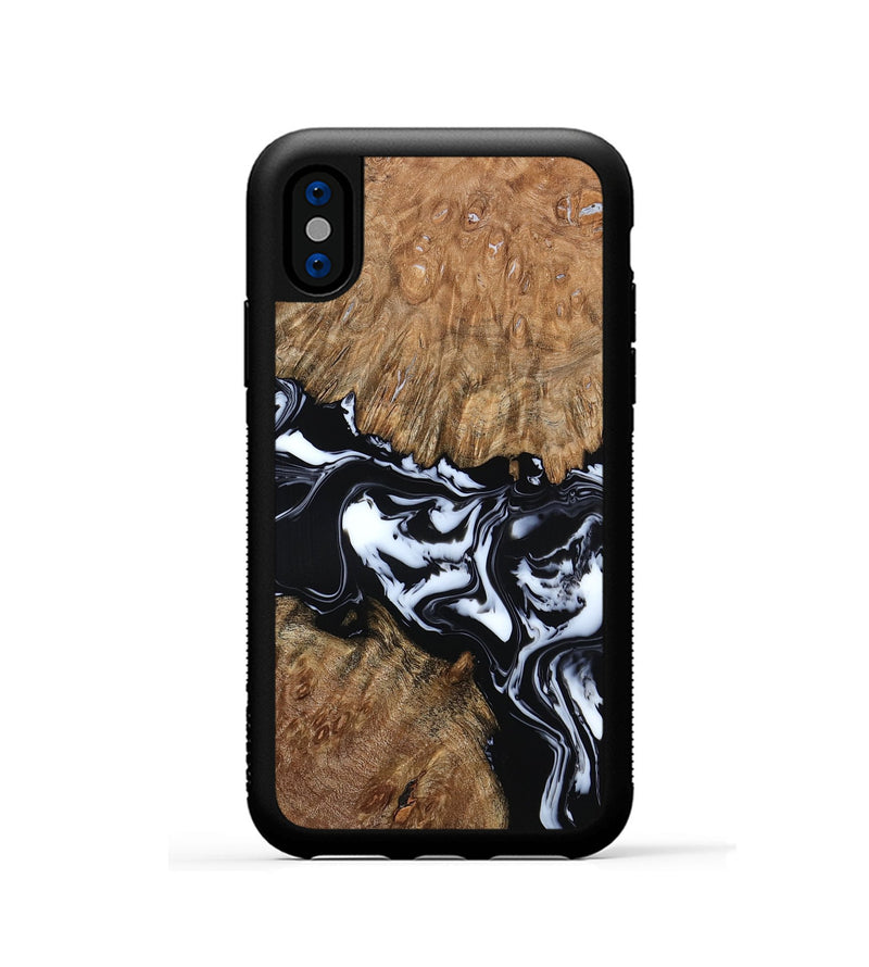 iPhone Xs Wood Phone Case - Gemma (Black & White, 798370)