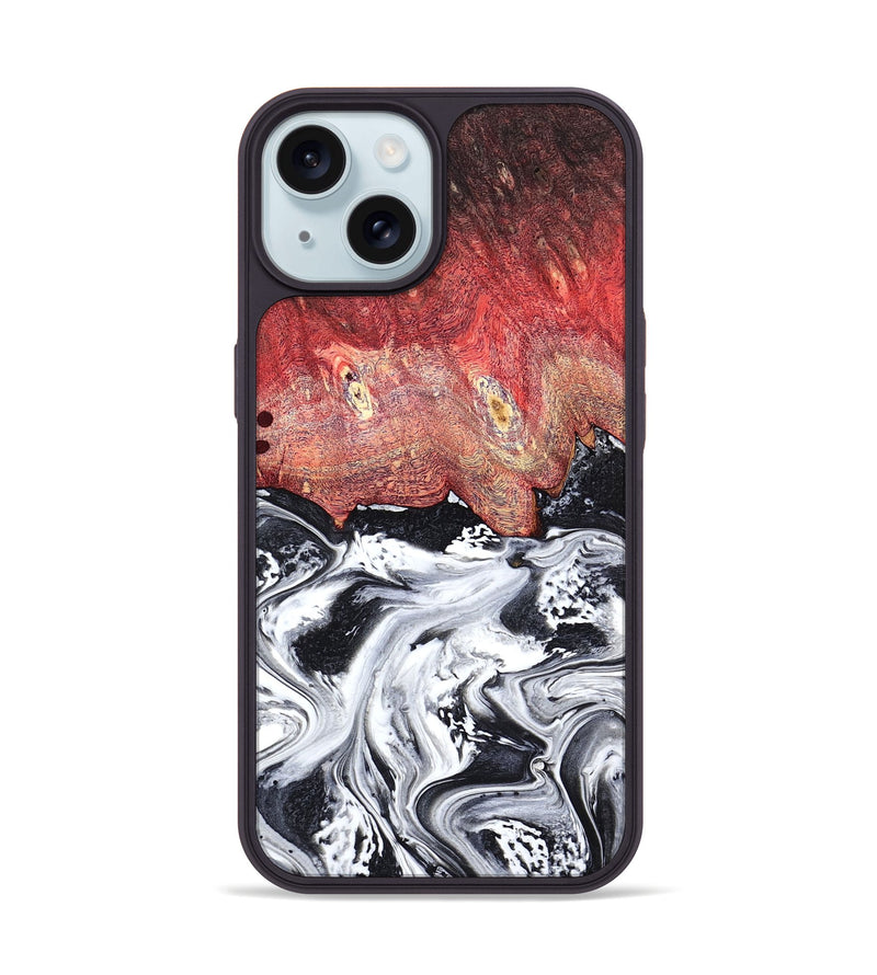 iPhone 15 Wood Phone Case - Deidre (Black & White, 798372)