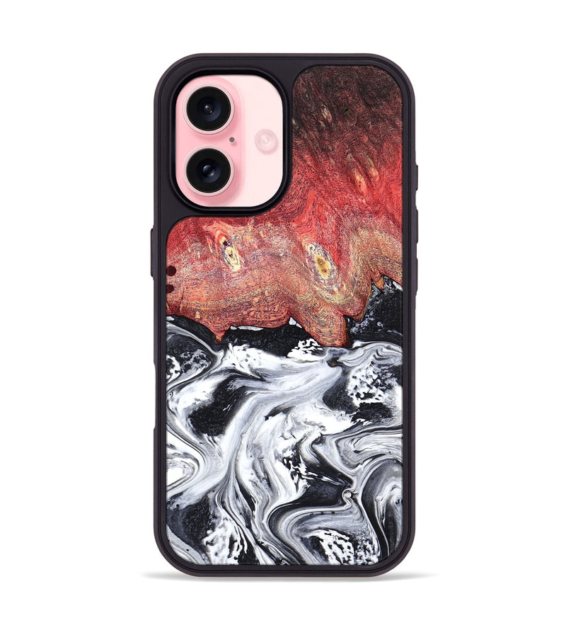 iPhone 16 Wood Phone Case - Deidre (Black & White, 798372)
