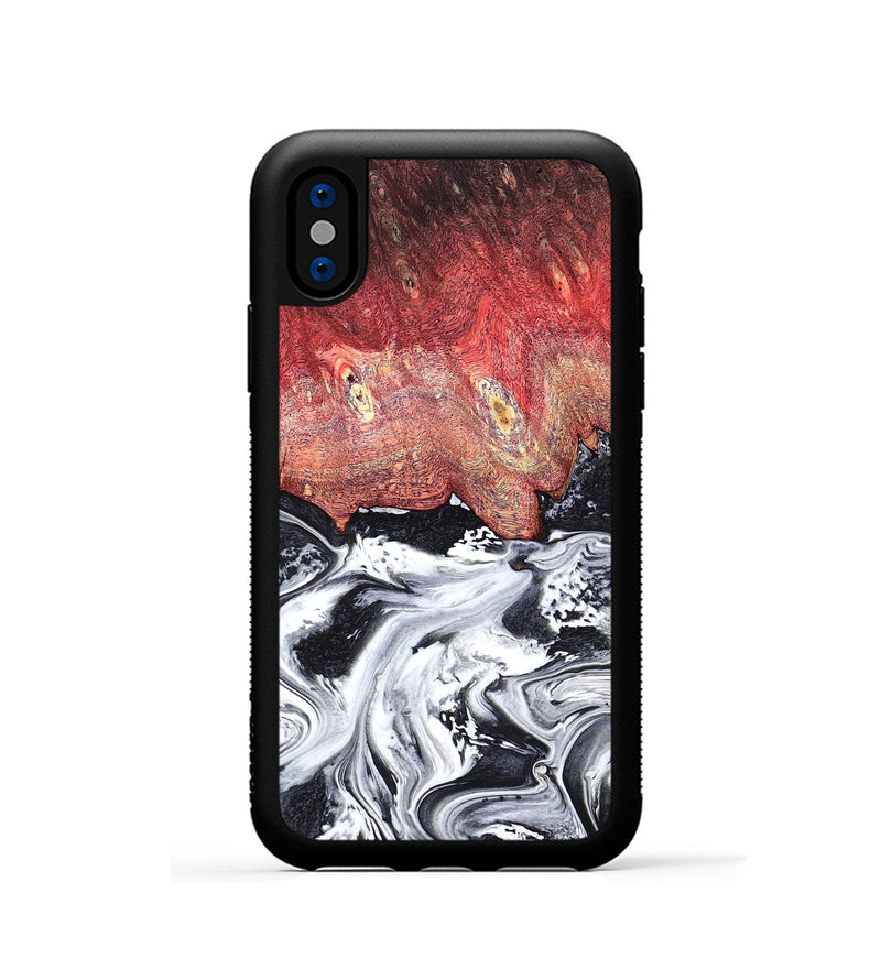 iPhone Xs Wood Phone Case - Deidre (Black & White, 798372)
