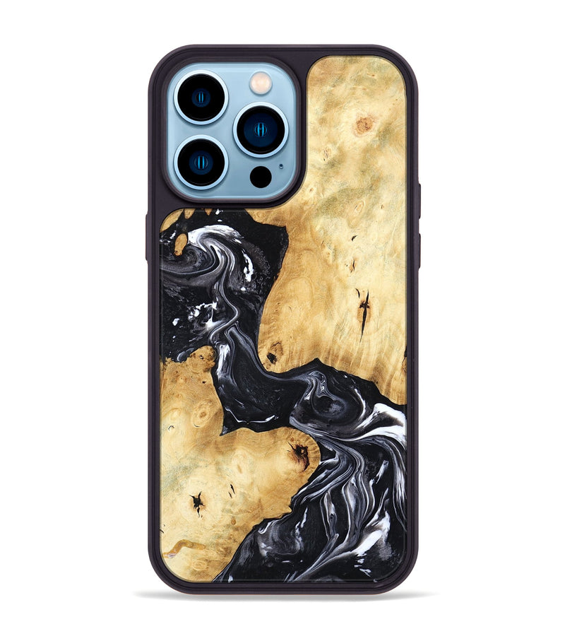iPhone 14 Pro Max Wood Phone Case - Lailah (Black & White, 798373)