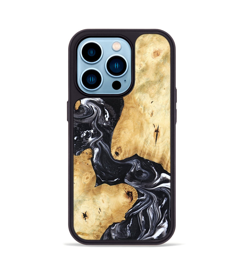 iPhone 14 Pro Wood Phone Case - Lailah (Black & White, 798373)