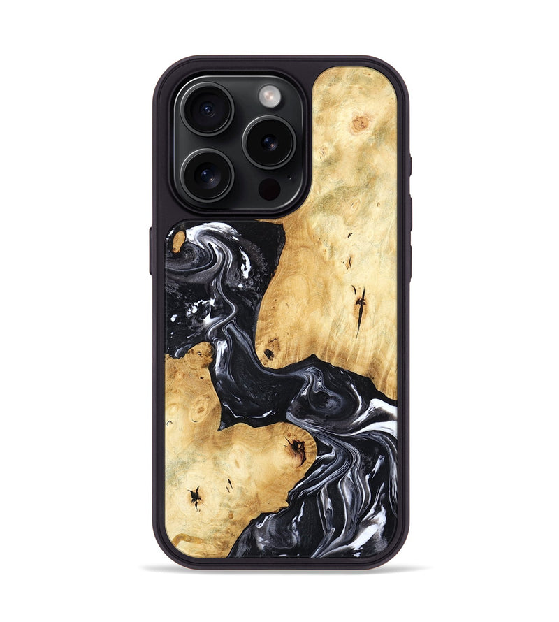 iPhone 15 Pro Wood Phone Case - Lailah (Black & White, 798373)