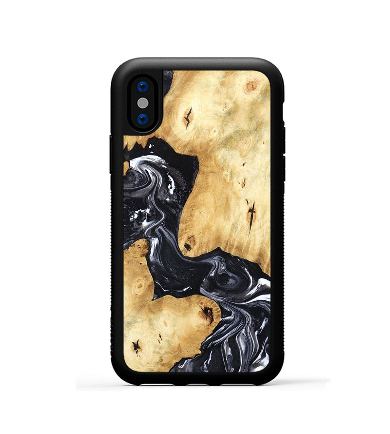 iPhone Xs Wood Phone Case - Lailah (Black & White, 798373)