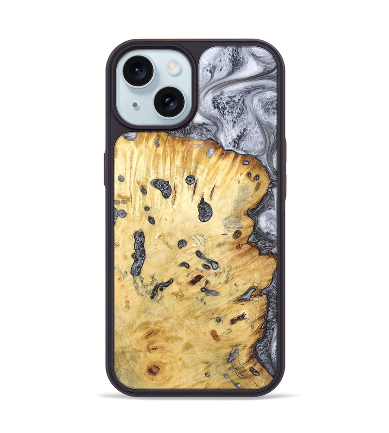iPhone 15 Wood Phone Case - Tracey (Black & White, 798374)