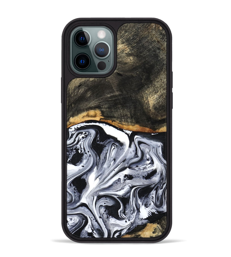iPhone 12 Pro Max Wood Phone Case - Kadin (Black & White, 798375)