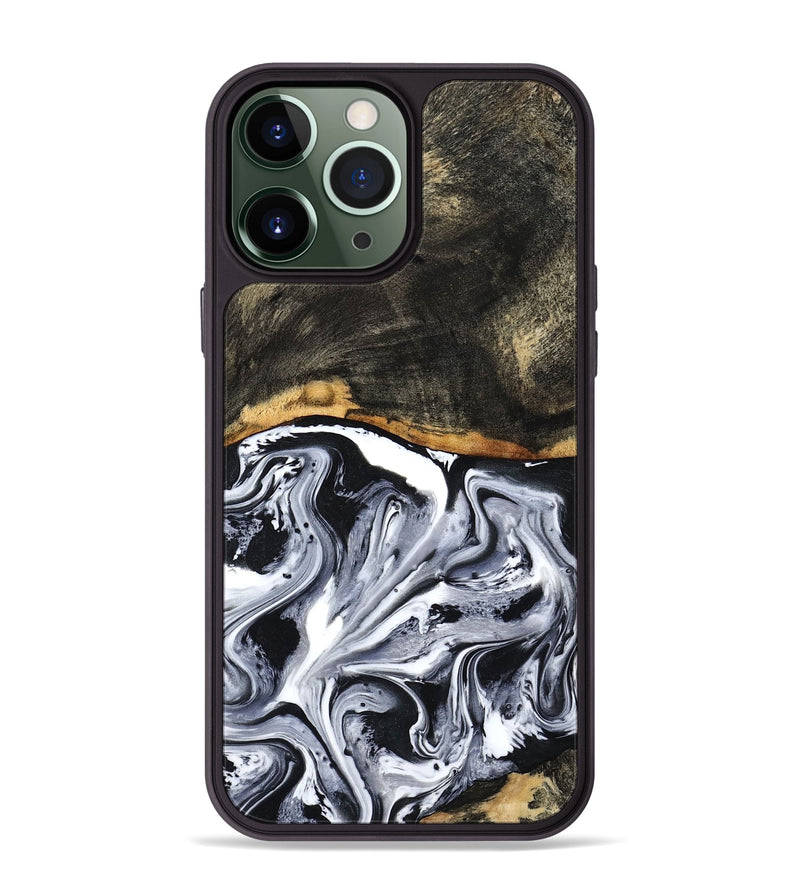 iPhone 13 Pro Max Wood Phone Case - Kadin (Black & White, 798375)