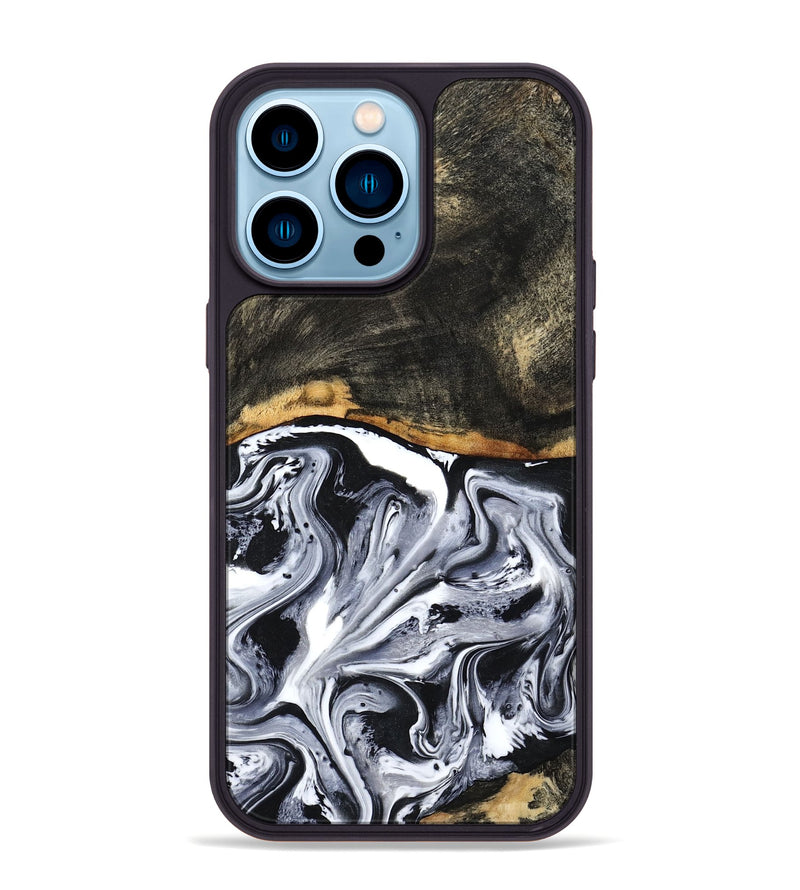 iPhone 14 Pro Max Wood Phone Case - Kadin (Black & White, 798375)