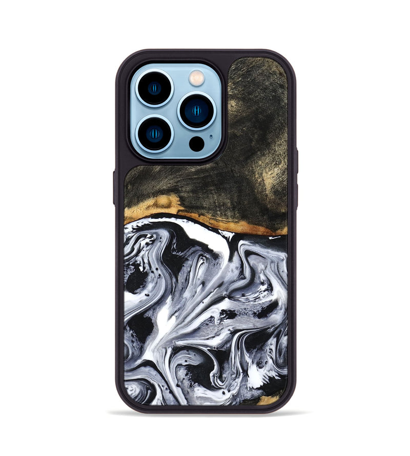 iPhone 14 Pro Wood Phone Case - Kadin (Black & White, 798375)