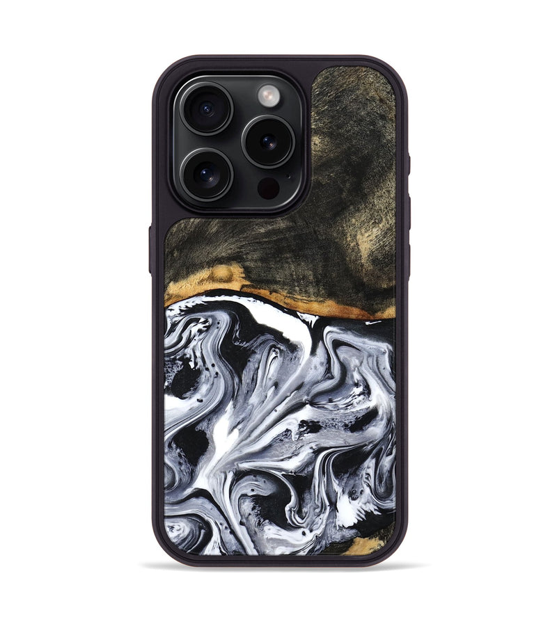iPhone 15 Pro Wood Phone Case - Kadin (Black & White, 798375)