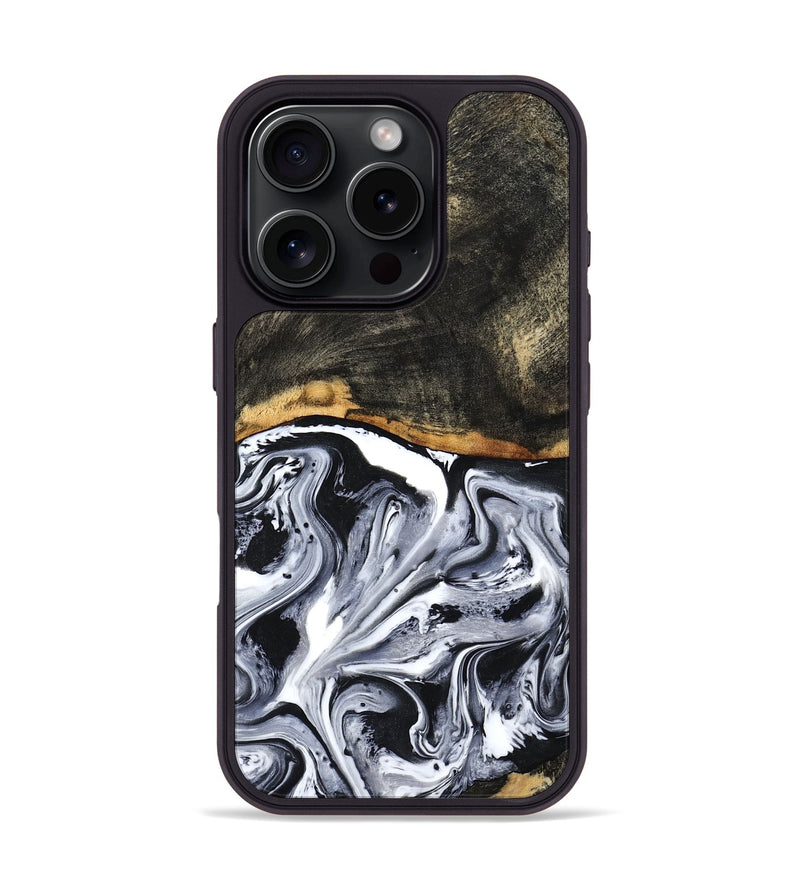 iPhone 16 Pro Wood Phone Case - Kadin (Black & White, 798375)