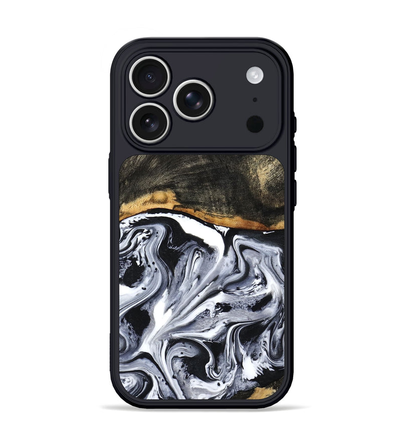 iPhone 17 Pro Wood Phone Case - Kadin (Black & White, 798375)