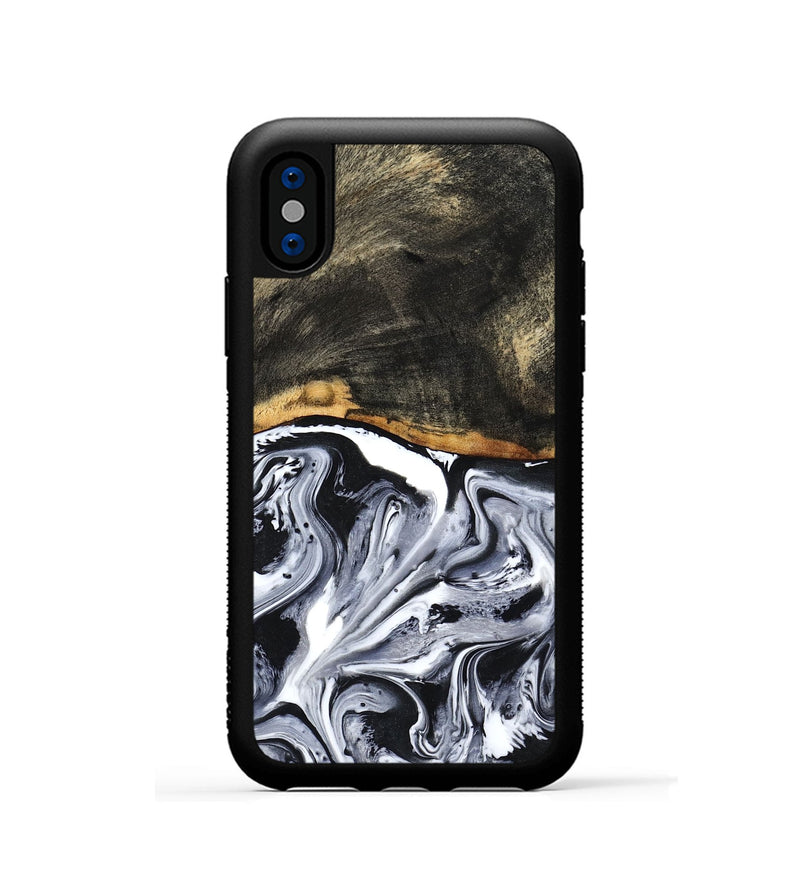 iPhone Xs Wood Phone Case - Kadin (Black & White, 798375)