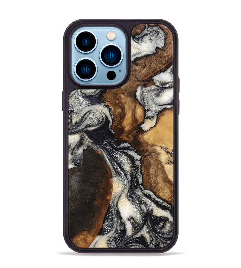 iPhone 14 Pro Max Wood Phone Case - Ashlynn (Black & White, 798376)