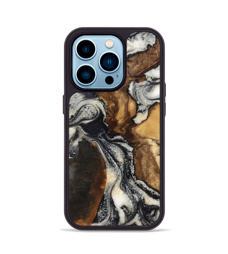 iPhone 14 Pro Wood Phone Case - Ashlynn (Black & White, 798376)