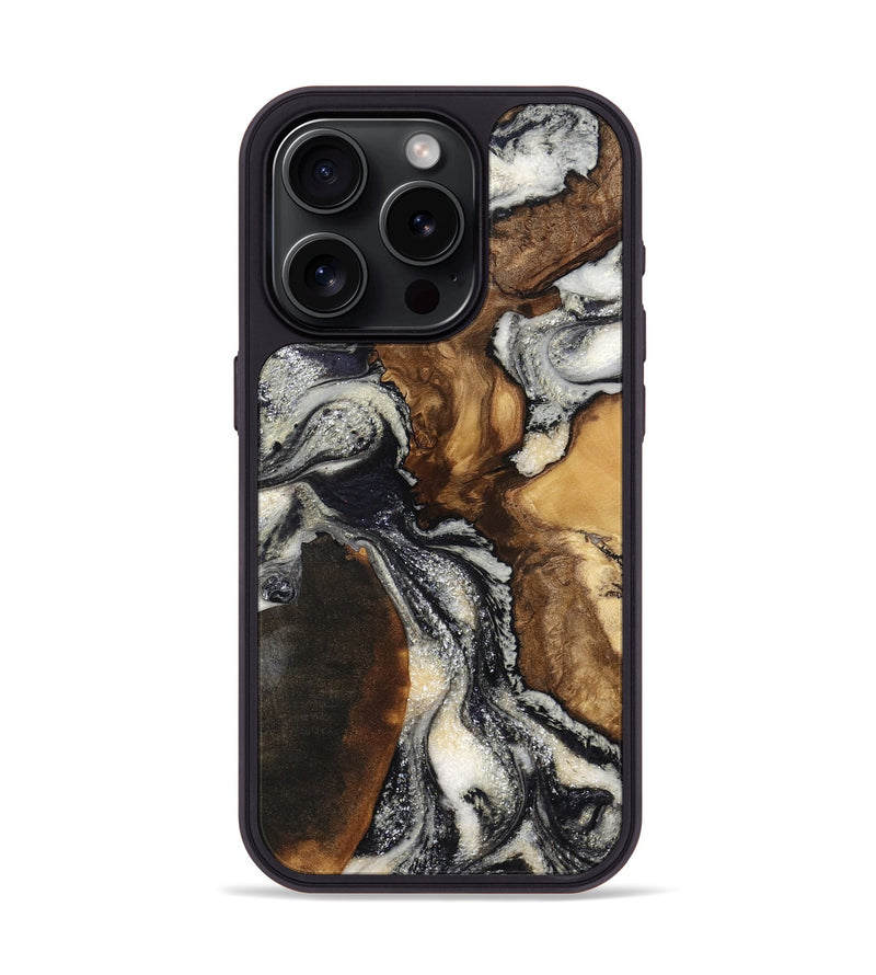 iPhone 15 Pro Wood Phone Case - Ashlynn (Black & White, 798376)
