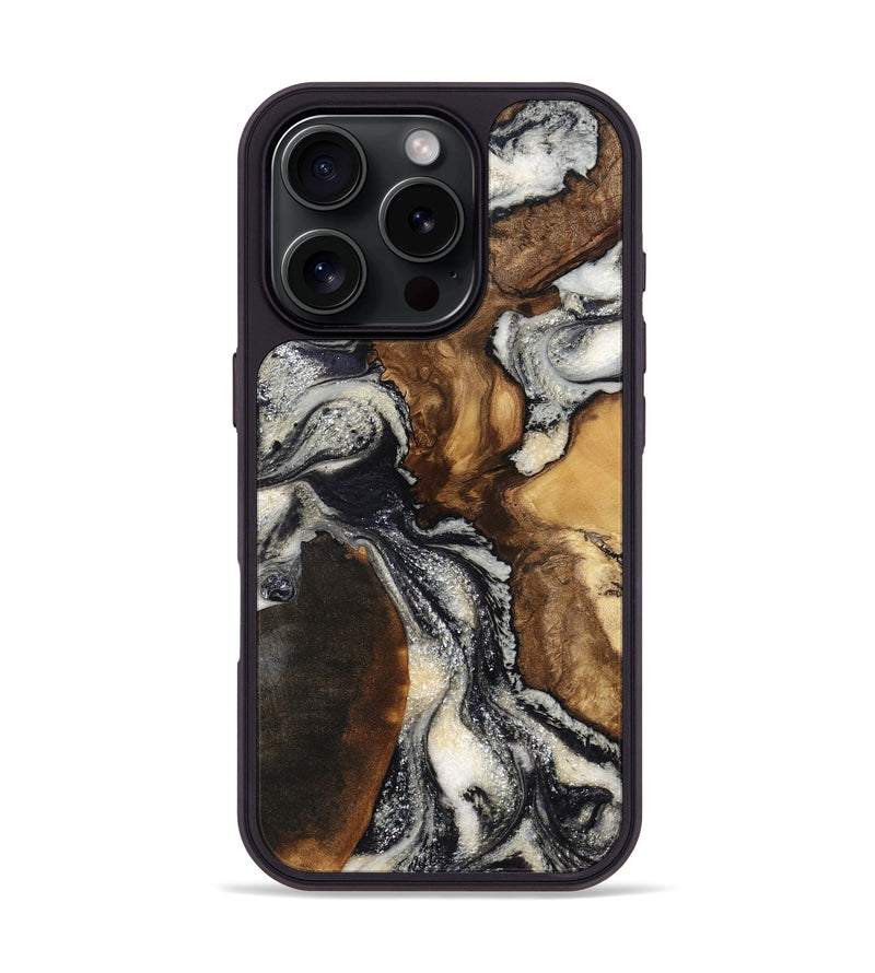 iPhone 16 Pro Wood Phone Case - Ashlynn (Black & White, 798376)