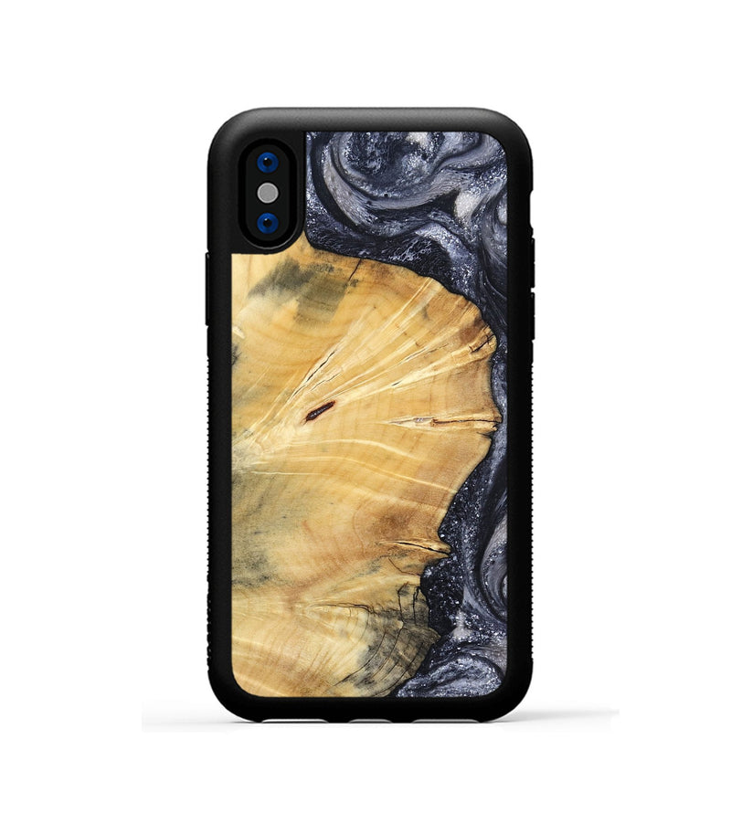iPhone Xs Wood Phone Case - Vienna (Black & White, 798377)