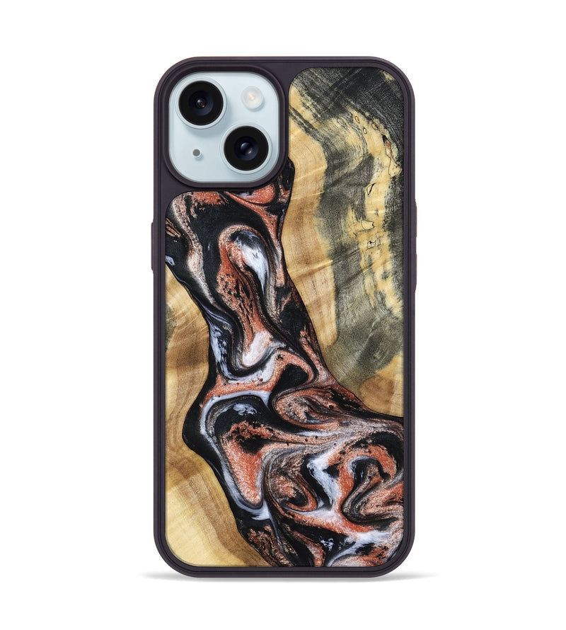 iPhone 15 Wood Phone Case - Kenley (Black & White, 798378)