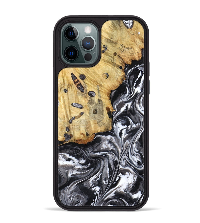 iPhone 12 Pro Max Wood Phone Case - Erin (Black & White, 798379)