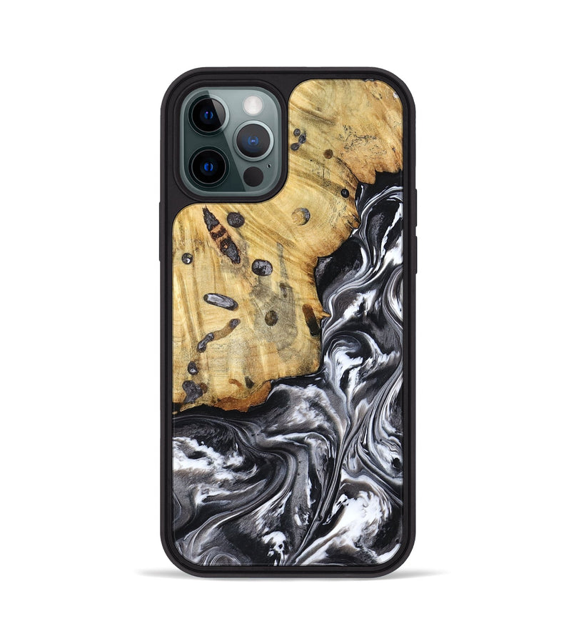 iPhone 12 Pro Wood Phone Case - Erin (Black & White, 798379)