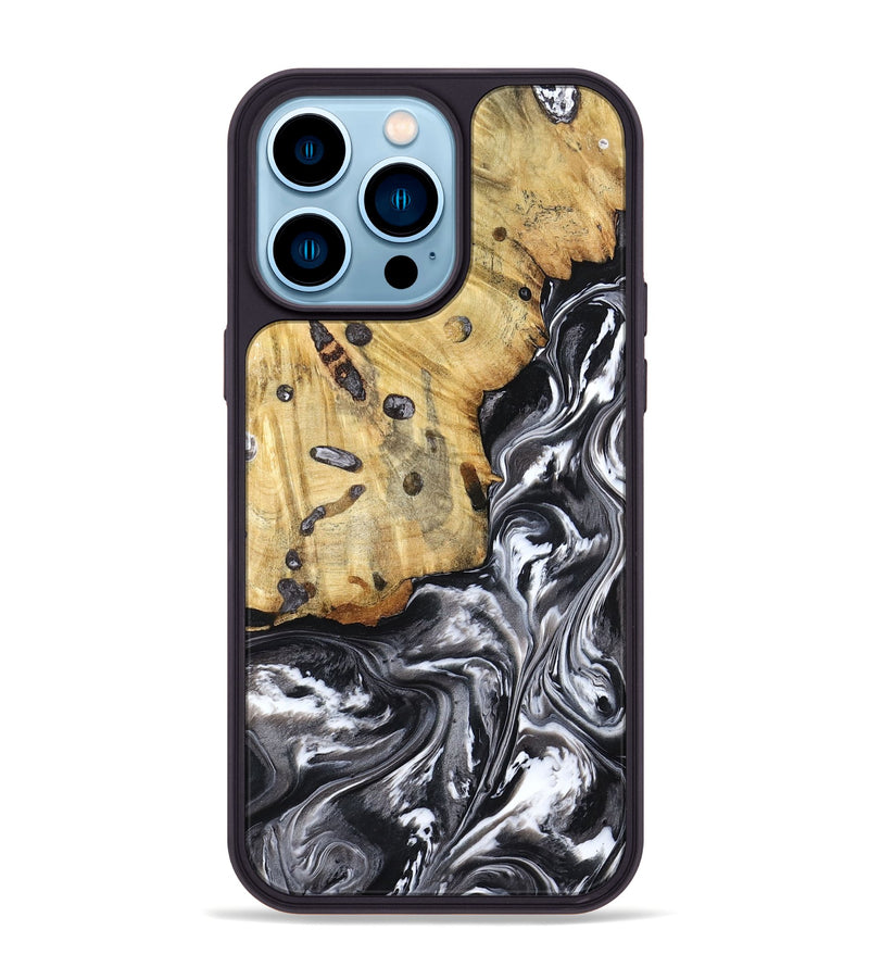 iPhone 14 Pro Max Wood Phone Case - Erin (Black & White, 798379)