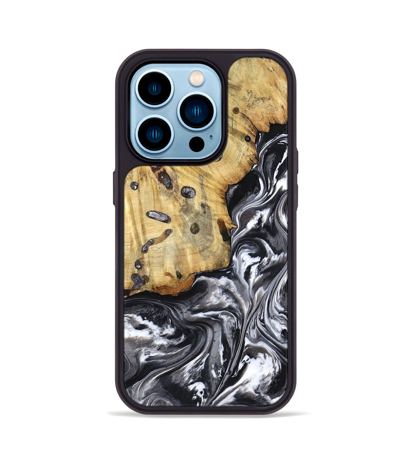 iPhone 14 Pro Wood Phone Case - Erin (Black & White, 798379)