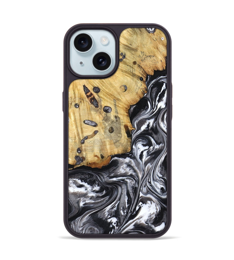 iPhone 15 Wood Phone Case - Erin (Black & White, 798379)