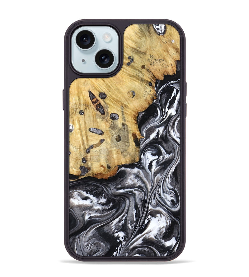 iPhone 15 Plus Wood Phone Case - Erin (Black & White, 798379)