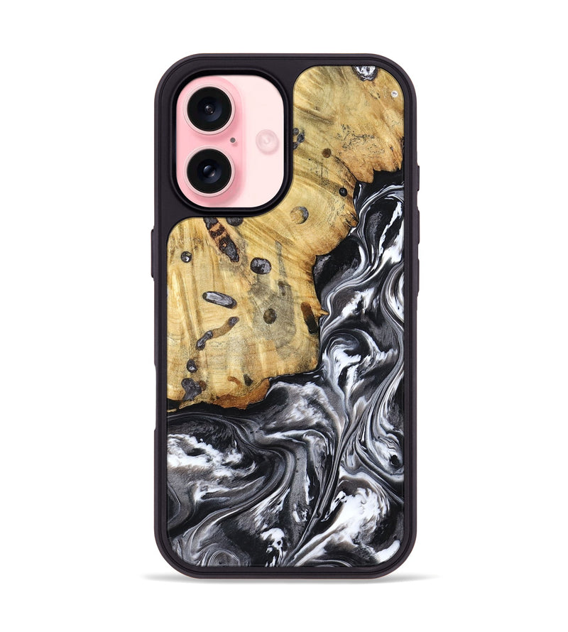 iPhone 16 Wood Phone Case - Erin (Black & White, 798379)
