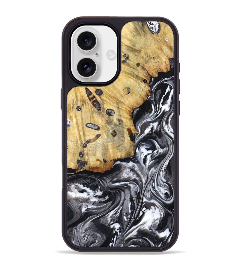 iPhone 16 Plus Wood Phone Case - Erin (Black & White, 798379)