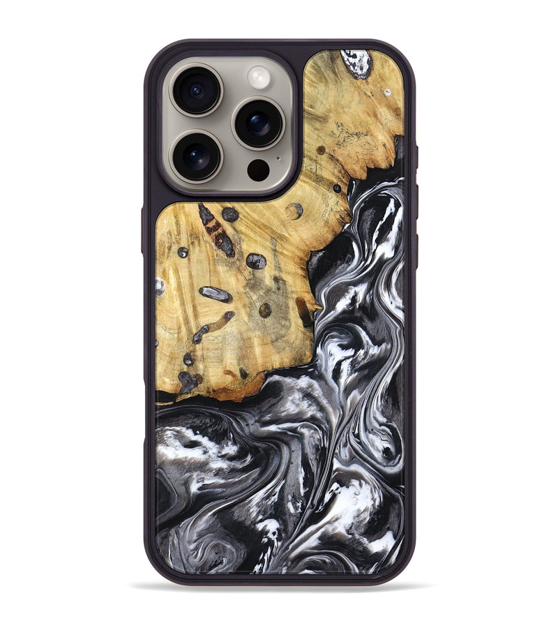 iPhone 16 Pro Max Wood Phone Case - Erin (Black & White, 798379)