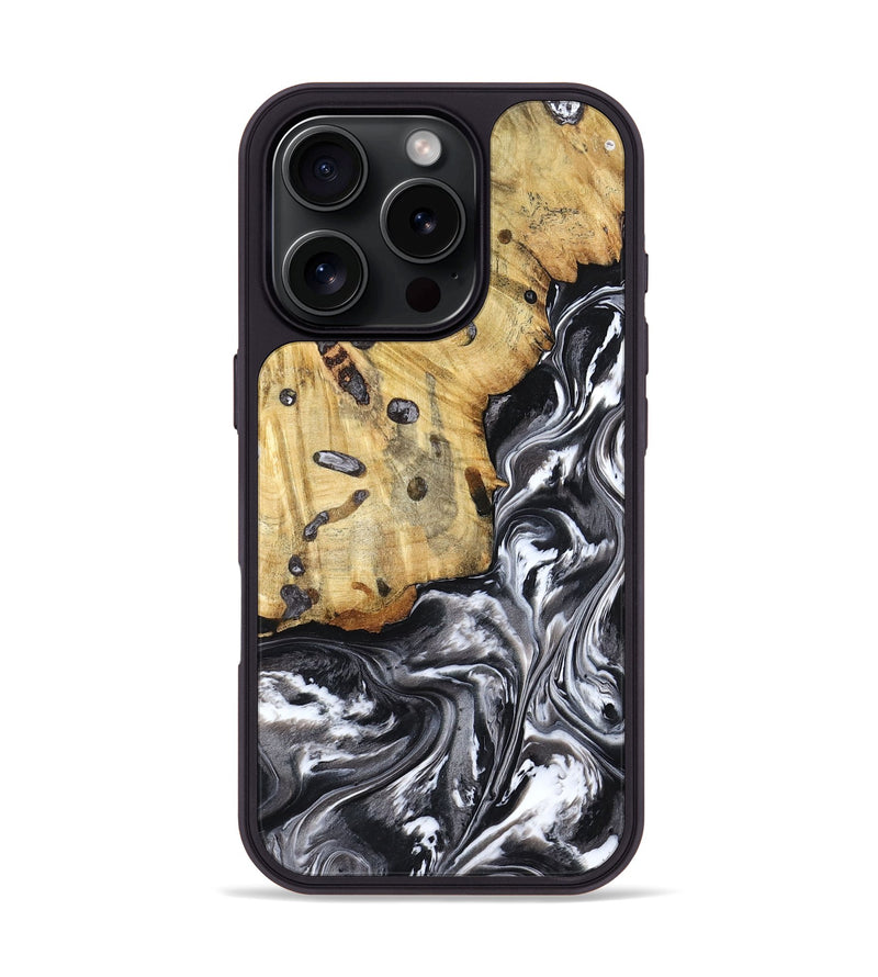 iPhone 16 Pro Wood Phone Case - Erin (Black & White, 798379)