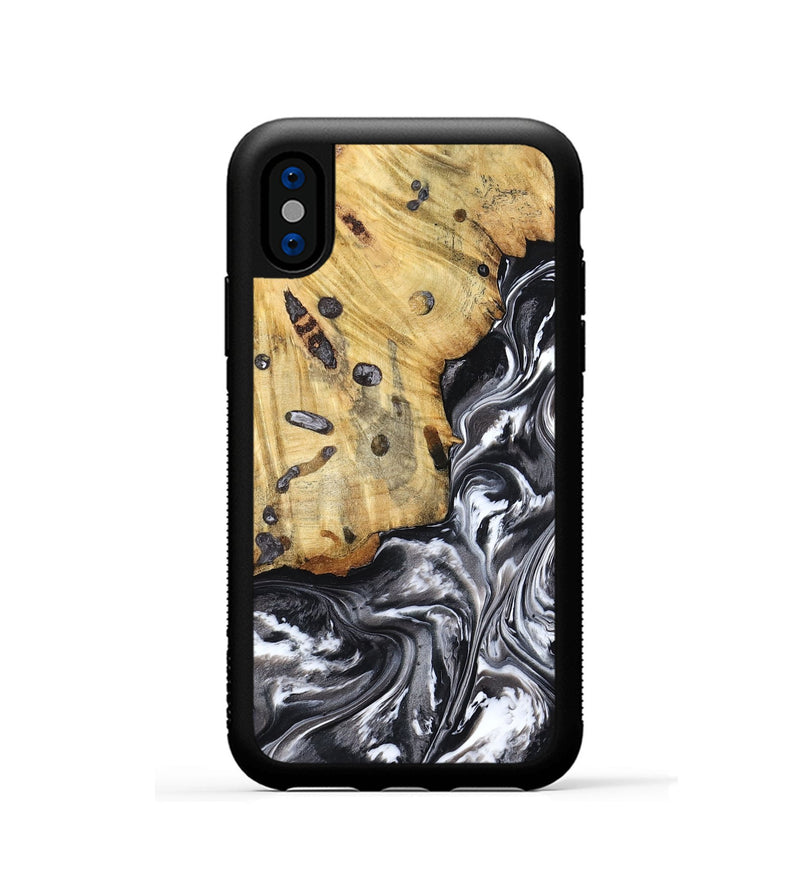 iPhone Xs Wood Phone Case - Erin (Black & White, 798379)