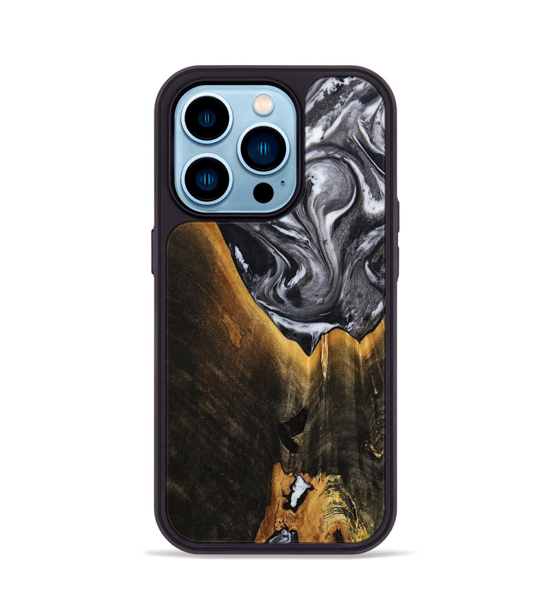 iPhone 14 Pro Wood Phone Case - Henley (Black & White, 798380)
