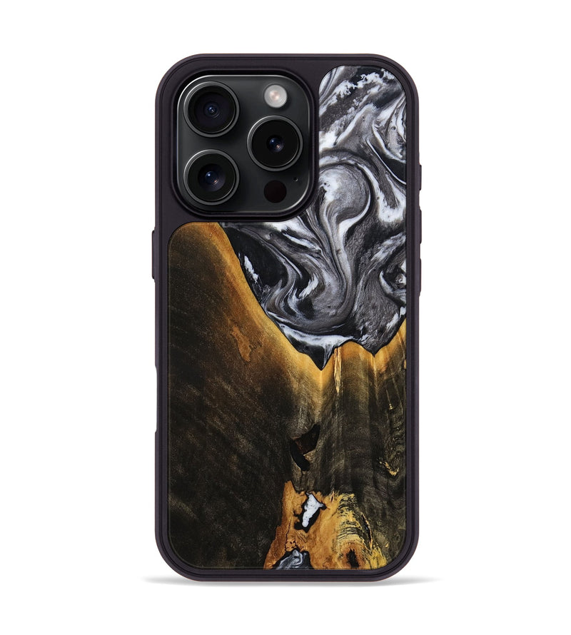 iPhone 16 Pro Wood Phone Case - Henley (Black & White, 798380)