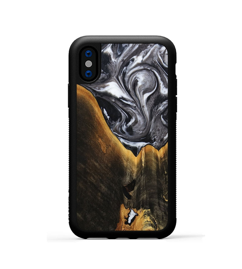 iPhone Xs Wood Phone Case - Henley (Black & White, 798380)