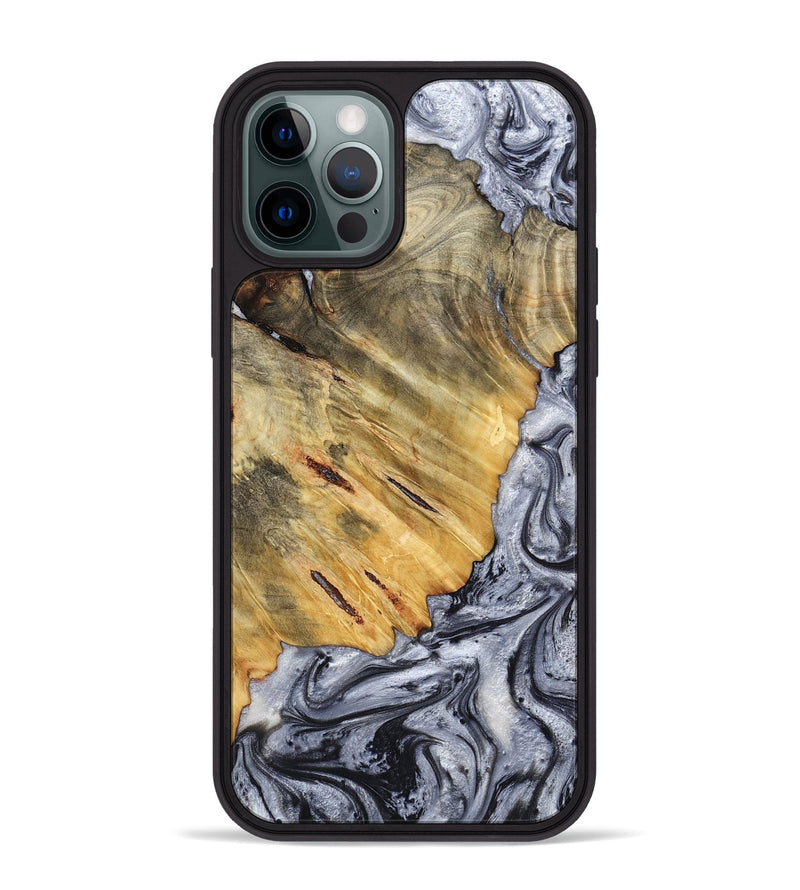 iPhone 12 Pro Max Wood Phone Case - Agnes (Black & White, 798382)