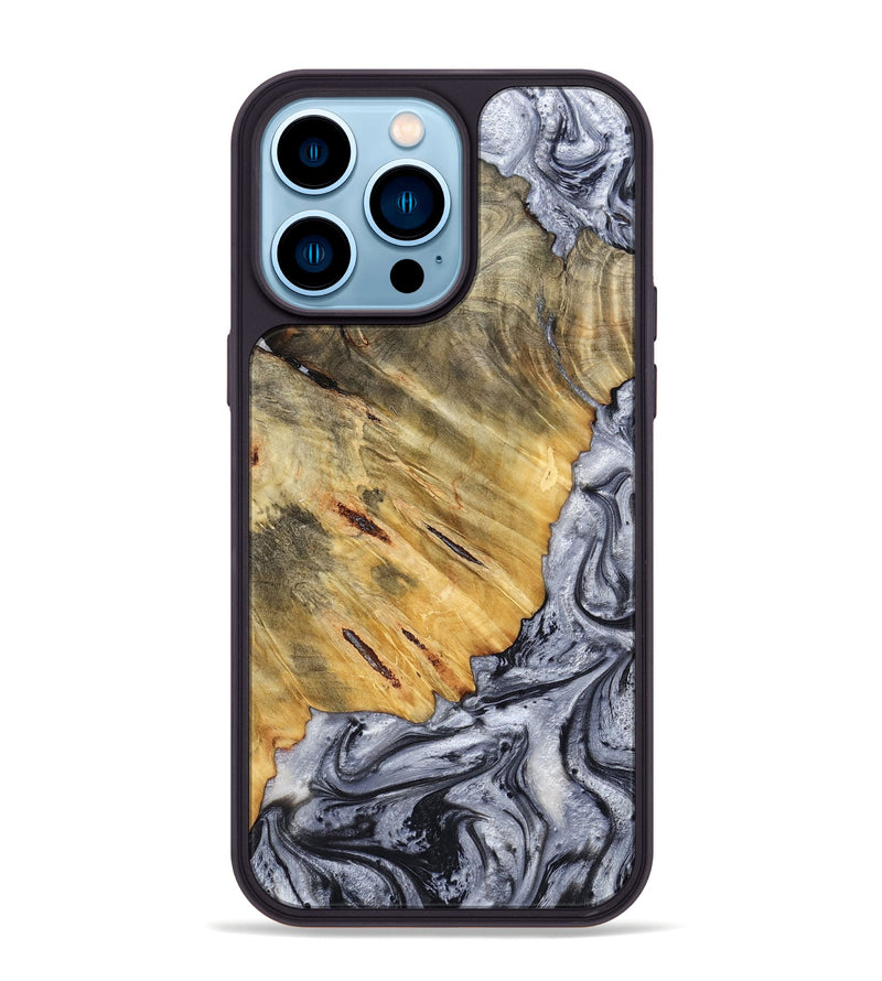 iPhone 14 Pro Max Wood Phone Case - Agnes (Black & White, 798382)